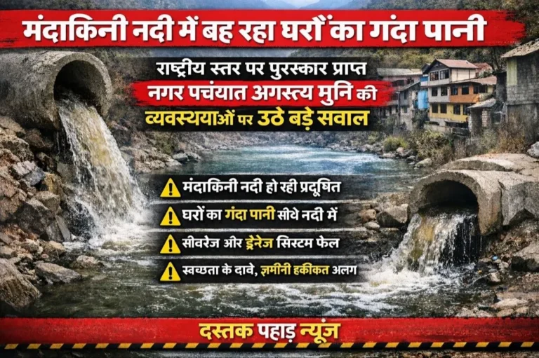 मंदाकिनी में जा रहा घरों का गंदा पानी, राष्ट्रीय स्तर पर पुरस्कार प्राप्त नगर पंचायत अगस्त्यमुनि की व्यवस्थाओं पर उठे बड़े सवाल