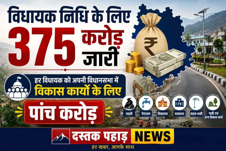 उत्तराखंड में विधायक निधि के लिए ₹375 करोड़ जारी, हर विधायक को मिलेंगे ₹5 करोड़