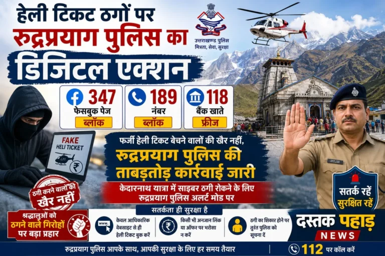 केदारनाथ हेली टिकट ठगों पर रुद्रप्रयाग पुलिस का डिजिटल एक्शन, 347 फेसबुक पेज और 189 नंबर ब्लॉक, 118 बैंक खाते फ्रीज