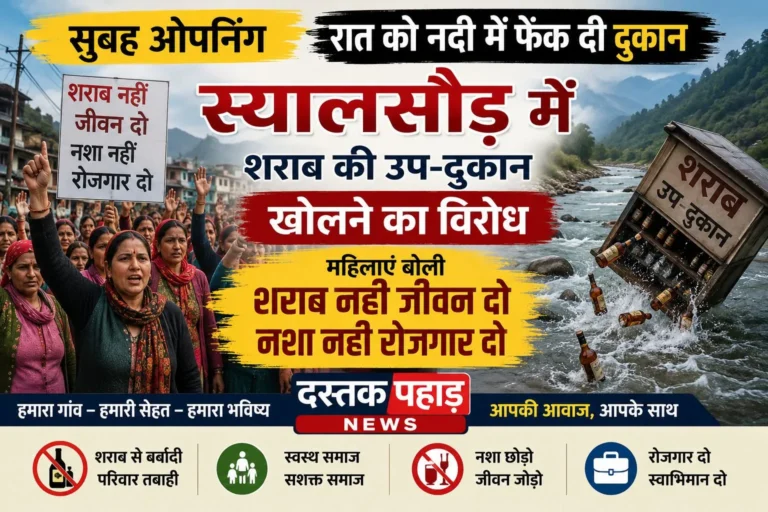 सुबह ओपनिंग, रात को नदी में फेंक दी समूची शराब की दुकान, स्यालसौड़ चंद्रापुरी में शराब की उप-दुकान का विरोध, पुलिसकर्मी पर मारपीट का आरोप