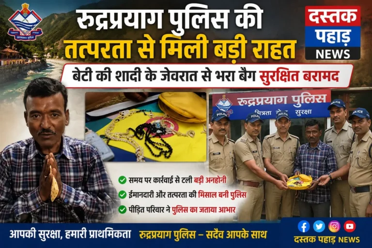बेटी की शादी के जेवरात से भरा बैग रुद्रप्रयाग पुलिस ने किया सुरक्षित बरामद, परिवार के चेहरे पर लौटी मुस्कान