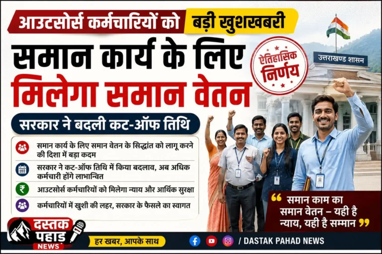उत्तराखण्ड में आउटसोर्स कर्मचारियों को बड़ी खुशखबरी : समान कार्य के लिए मिलेगा समान वेतन, सरकार ने बदली कट-ऑफ तिथि