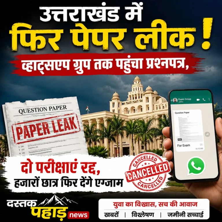 उत्तराखंड में फिर पेपर लीक ! व्हाट्सएप ग्रुप तक पहुंचा प्रश्नपत्र, दो परीक्षाएं रद्द, हजारों छात्र फिर देंगे एग्जाम