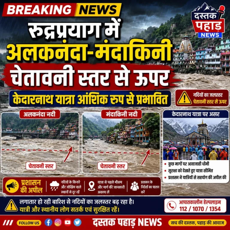 रुद्रप्रयाग में खतरे के निशान से ऊपर बह रही अलकनंदा-मंदाकिनी, केदारनाथ यात्रा आंशिक रूप से प्रभावित
