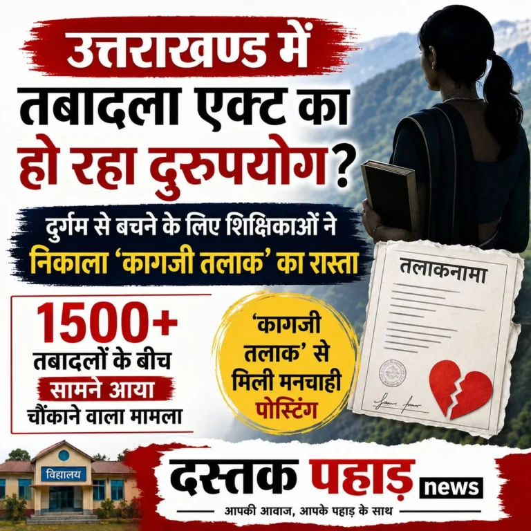 उत्तराखंड में तबादला एक्ट के दुरुपयोग का आरोप, दुर्गम से बचने के लिए शिक्षिकाओं ने अपनाया ‘कागजी तलाक’ का रास्ता, बीमार माता-पिता और सास-ससुर की सेवा के लिए भी शपथ पत्र