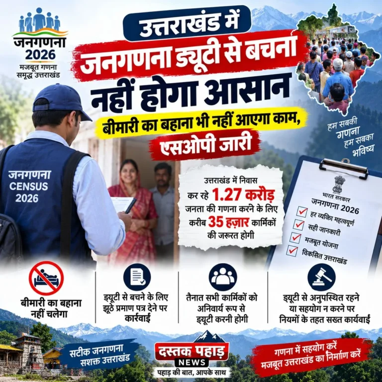 उत्तराखंड में जनगणना ड्यूटी से बचना नहीं होगा आसान, बीमारी का बहाना भी नहीं आएगा काम, एसओपी जारी