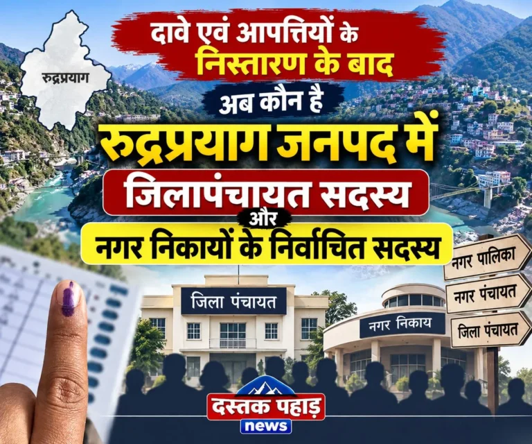 दावे एवं आपत्तियों के निस्तारण के बाद जानिए अब कौन है रुद्रप्रयाग जनपद में जिलापंचायत सदस्य और नगर निकायों के निर्वाचित सदस्य