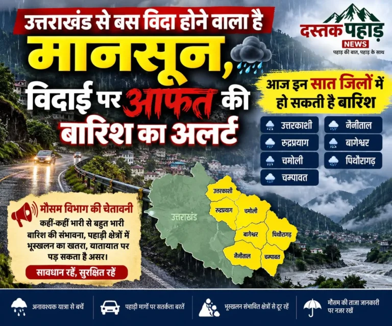 उत्तराखंड से बस विदा होने वाला है मानसून, विदाई पर आफत की बारिश का अलर्ट