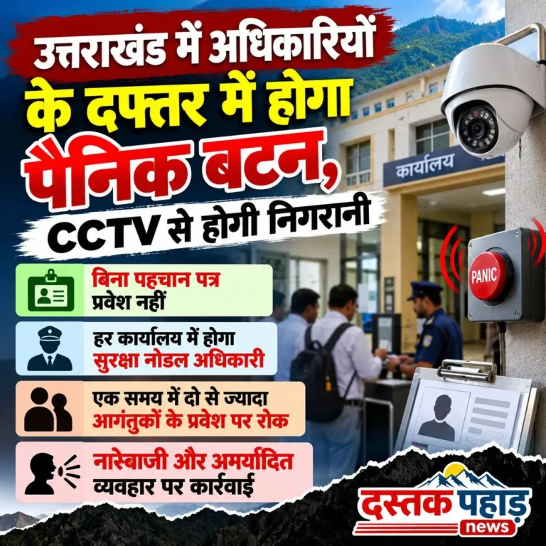 उत्तराखंड में अधिकारियों के दफ्तर में होगा पैनिक बटन, CCTV से होगी निगरानी, बिना पहचान पत्र प्रवेश नहीं