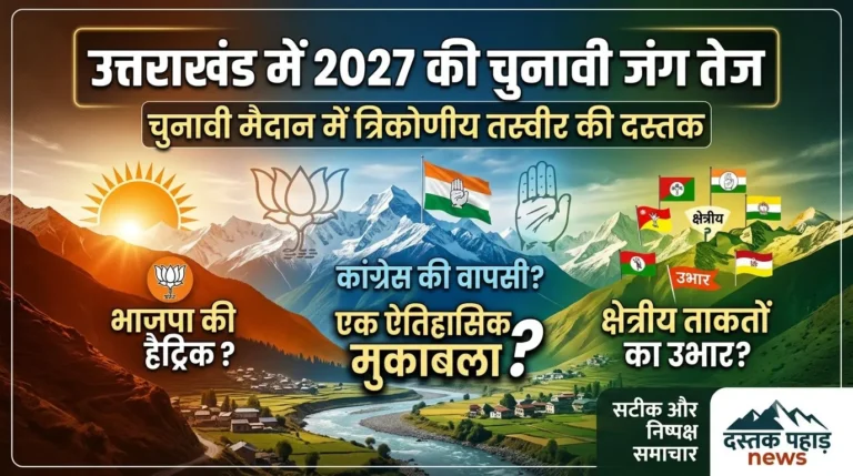 उत्तराखंड में 2027 की चुनावी जंग तेज भाजपा की हैट्रिक, कांग्रेस की वापसी या क्षेत्रीय ताकतों का उभार? चुनावी मैदान में त्रिकोणीय तस्वीर की दस्तक